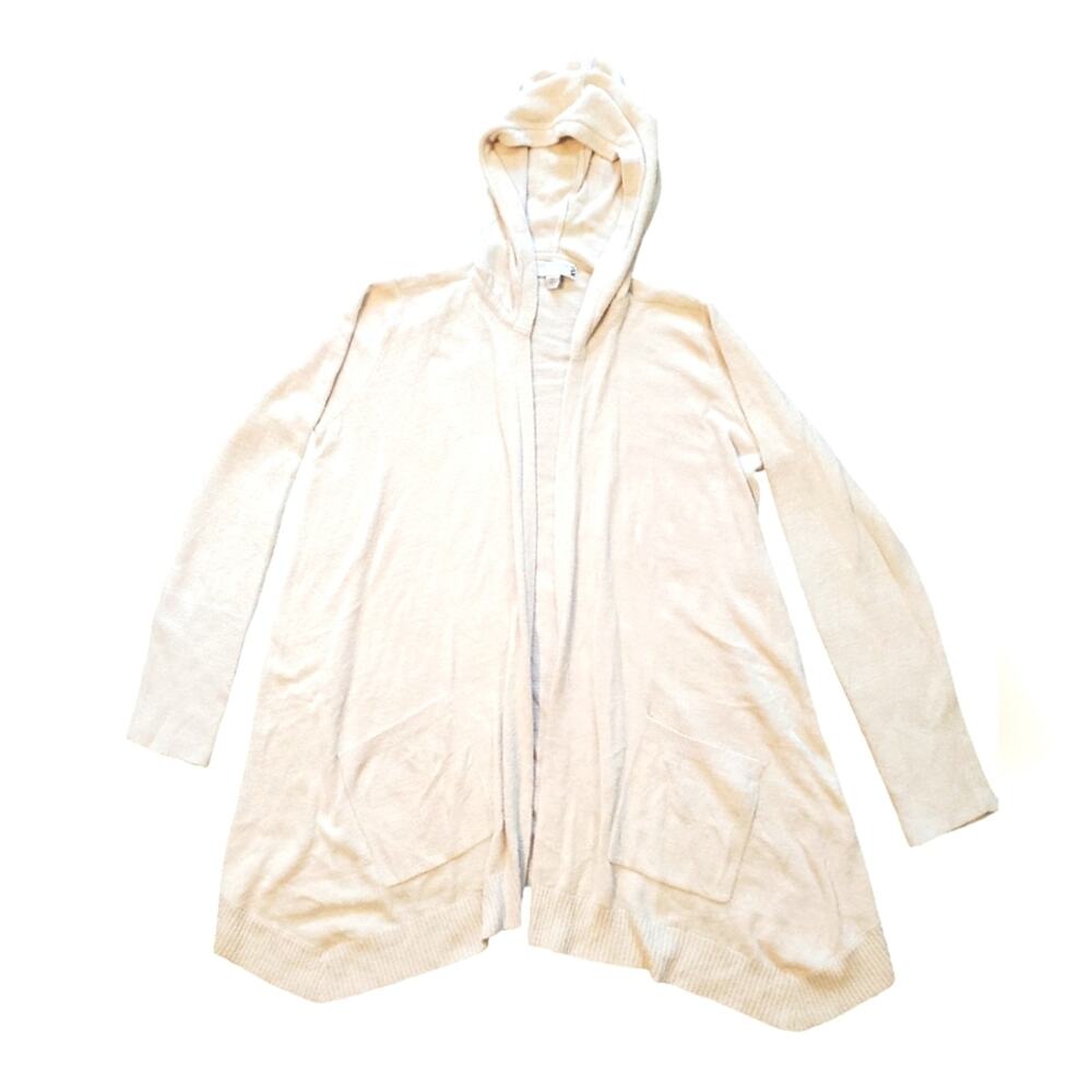 Barefoot Dreams CozyChic Ultra Lite Hooded Cardigan Cream Gray XS